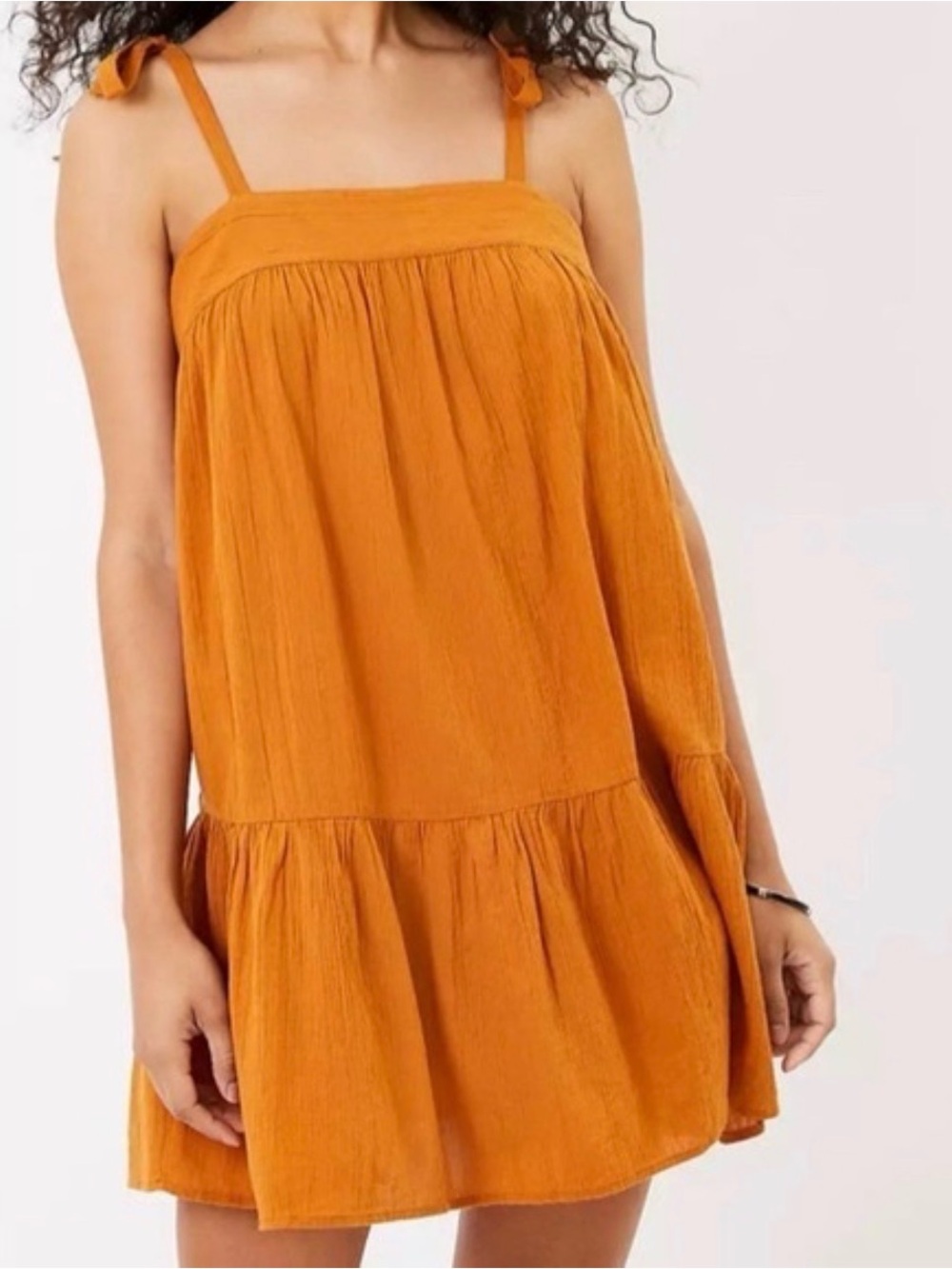 LOFT Rust Orange Boho Crinkle Gauze Sun Dress Medium Beach size XS 0395